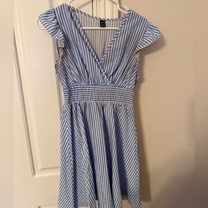 SHEIN Blue and White Striped Mini Dress
